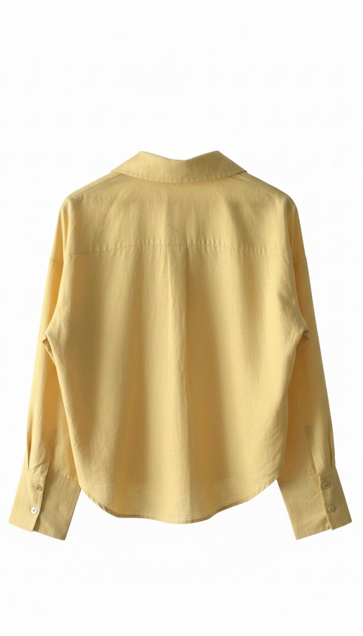 Chemise en Lin mélangé Jaune