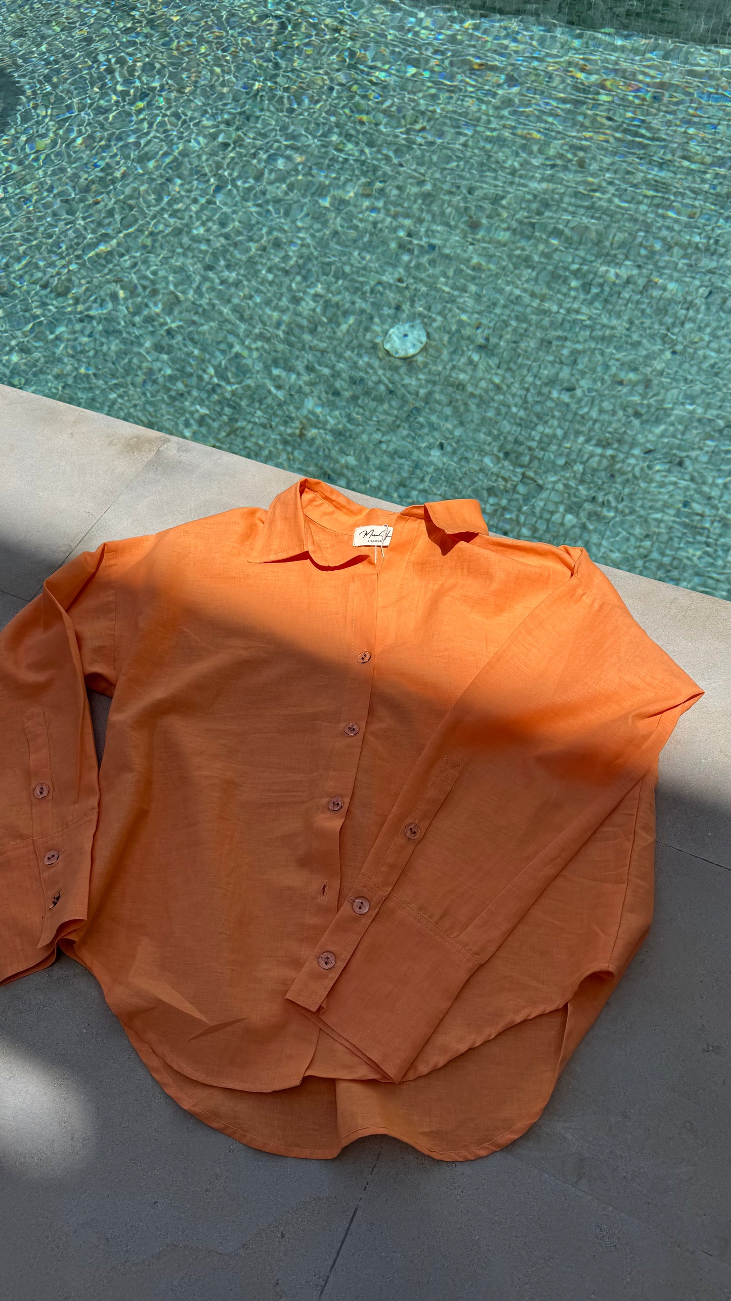 Chemise 100% Lin Orange