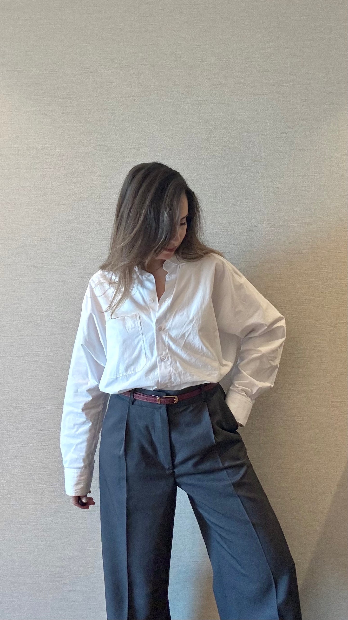 Pantalon Large Gris