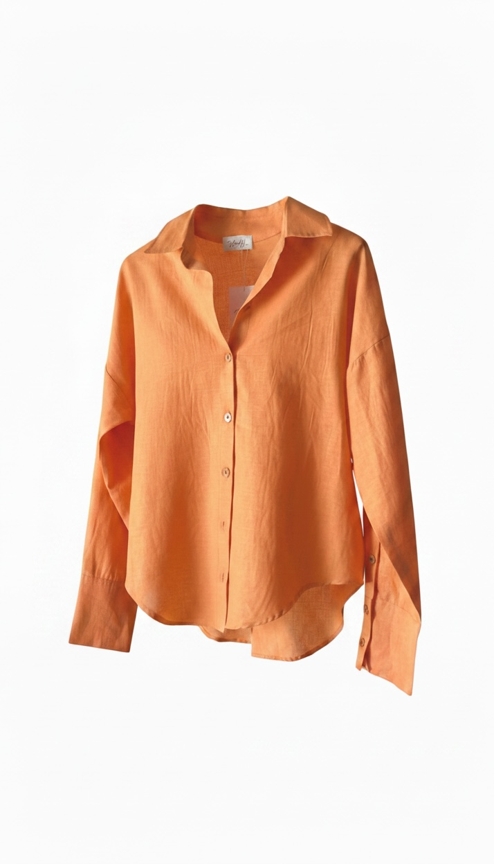 Chemise 100% Lin Orange